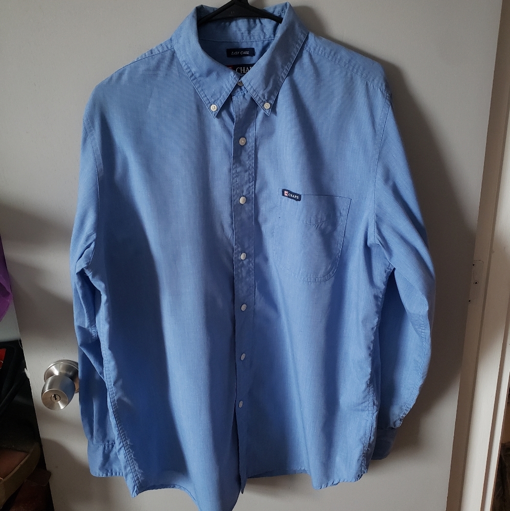 Chaps Men's Button Down Shirt - Medium - Blue